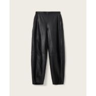 Picture of ALLSAINTS WOMEN'S ETTA BARREL LEG LEATHER TROUSERS IN BLACK 6