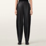 Picture of ALLSAINTS WOMEN'S ETTA BARREL LEG LEATHER TROUSERS IN BLACK 1