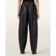 Picture of ALLSAINTS WOMEN'S ETTA BARREL LEG LEATHER TROUSERS IN BLACK 2