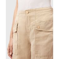 Picture of ALLSAINTS WOMEN'S VAL HIGH-RISE CARGO LINEN BLEND TROUSERS IN TAUPE BROWN 3