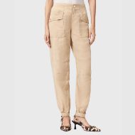 Picture of ALLSAINTS WOMEN'S VAL HIGH-RISE CARGO LINEN BLEND TROUSERS IN TAUPE BROWN 1