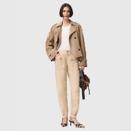 Picture of ALLSAINTS WOMEN'S VAL HIGH-RISE CARGO LINEN BLEND TROUSERS IN TAUPE BROWN 5