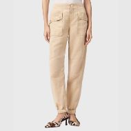 Picture of ALLSAINTS WOMEN'S VAL HIGH-RISE CARGO LINEN BLEND TROUSERS IN TAUPE BROWN 4
