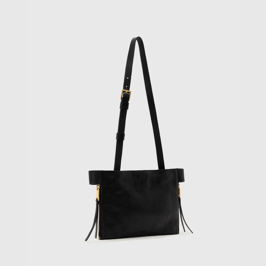Picture of ALLSAINTS WOMEN'S MARLO LEATHER CROSSBODY BAG IN BLACK