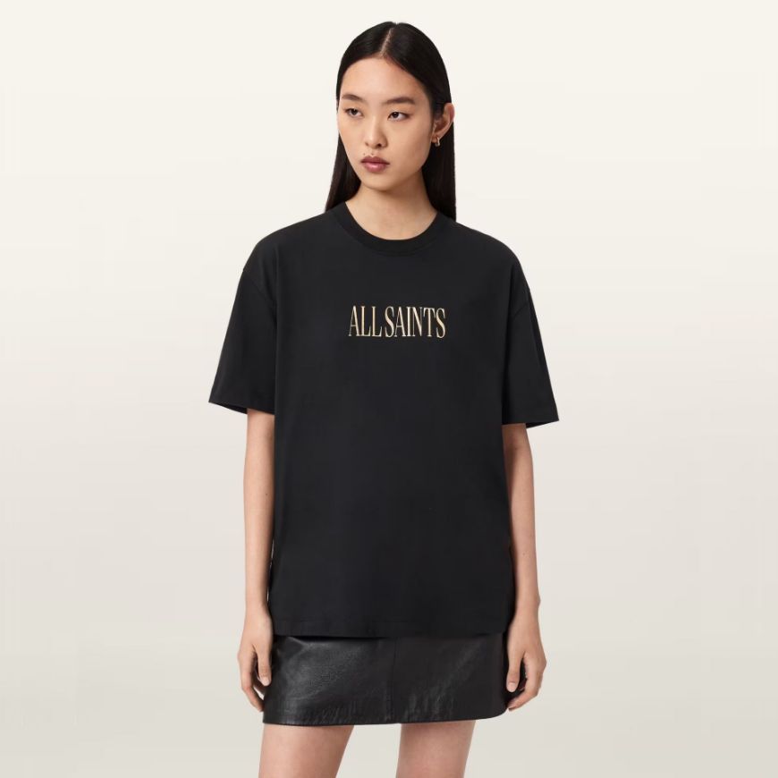 Picture of ALLSAINTS WOMEN'S CORA ETTA T-SHIRT IN BLACK