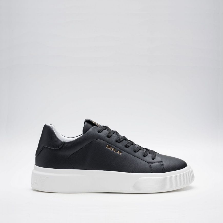 Picture of REPLAY MEN'S NOTTING FUTURE LEATHER SNEAKERS IN BLACK