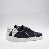 Picture of REPLAY MEN'S POLYS STAMP LEATHER SNEAKERS IN BLACK WHITE 3