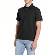 Picture of REPLAY MEN'S STRETCH PIQUÉ POLO-SHIRT IN BLACK 1