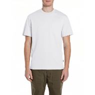 Picture of REPLAY MEN'S ORGANIC COTTON T-SHIRT WITH CHEST POCKET AND PRINTED BACK IN NATURAL WHITE 1