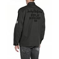 Picture of REPLAY MEN'S REGULAR-FIT OVERSHIRT WITH CUSTOM GARAGE PATCHES IN BLACKBOARD 2