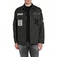 Picture of REPLAY MEN'S REGULAR-FIT OVERSHIRT WITH CUSTOM GARAGE PATCHES IN BLACKBOARD 1