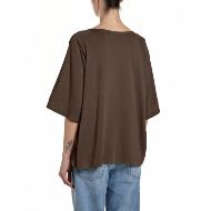 Picture of REPLAY WOMEN'S OVERSIZED RUSTIC JERSEY T-SHIRT IN COFFEE 2