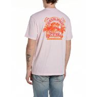 Picture of REPLAY MEN'S BEACH JALAMAGO JERSEY T-SHIRT IN PALE PINK 2