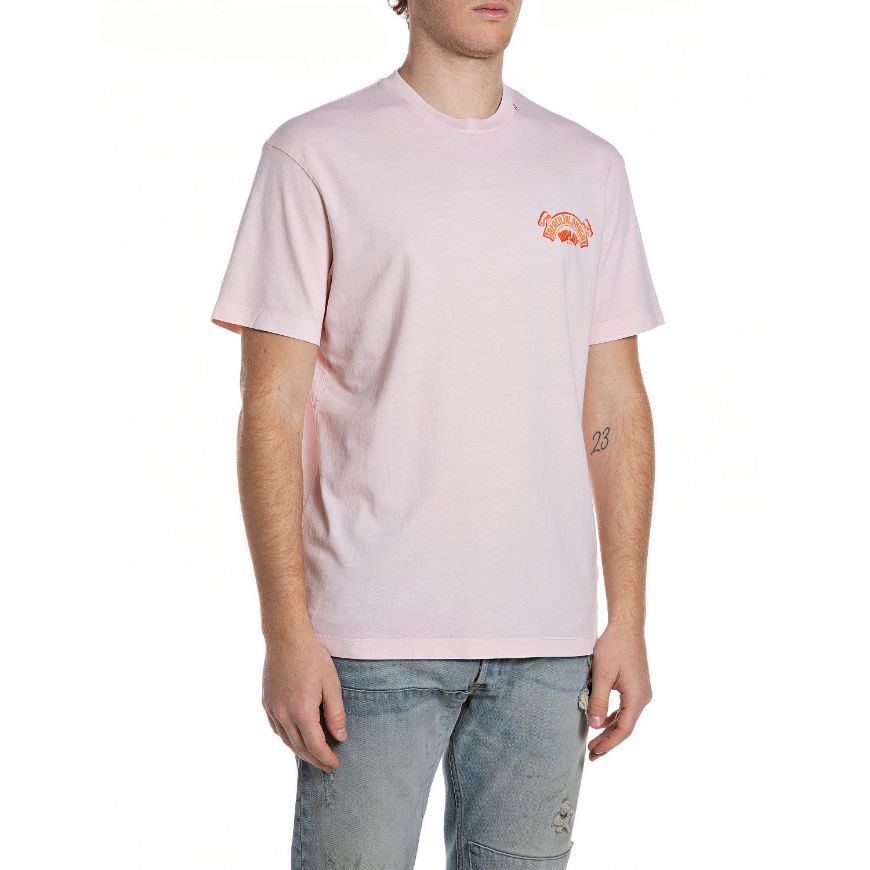 Picture of REPLAY MEN'S BEACH JALAMAGO JERSEY T-SHIRT IN PALE PINK