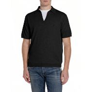 Picture of REPLAY MEN'S SHORT-SLEEVED V-NECK LINEN BLEND SWEATER IN BLACK 1