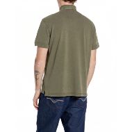 Picture of REPLAY MEN'S MARBLE-EFFECT COTTON PIQUÉ POLO-SHIRT IN MUD 2