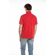 Picture of REPLAY MEN'S MARBLE-EFFECT COTTON PIQUÉ POLO-SHIRT IN RED 2