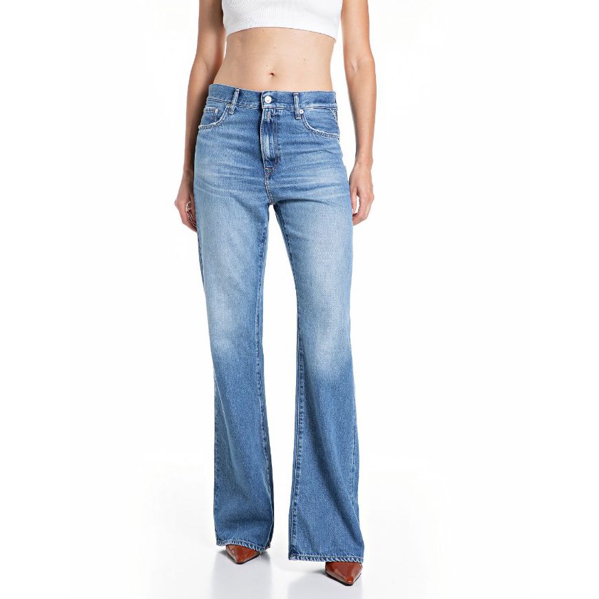Picture of REPLAY WOMEN'S BECKA BOOTCUT FIT JEANS 10.5 OZ TENCELL/COTTON INDIGO IN MEDIUM BLUE