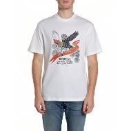 Picture of REPLAY MEN'S CREW-NECK COTTON T-SHIRT WITH EAGLE PRINT IN NATURAL WHITE 1