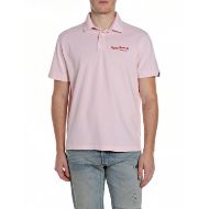 Picture of REPLAY MEN'S COTTON PIQUÉ POLO-SHIRT WITH EMBROIDERY IN PALE PINK 1