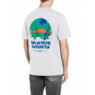 Picture of REPLAY MEN'S RELAXED FIT JERSEY T-SHIRT WITH FIJI PRINT IN NATURAL WHITE 2