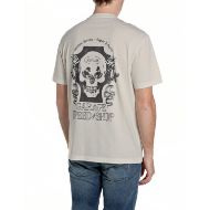 Picture of REPLAY MEN'S JERSEY T-SHIRT WITH GARAGE SPEED SHOP PRINTS IN BONE 2