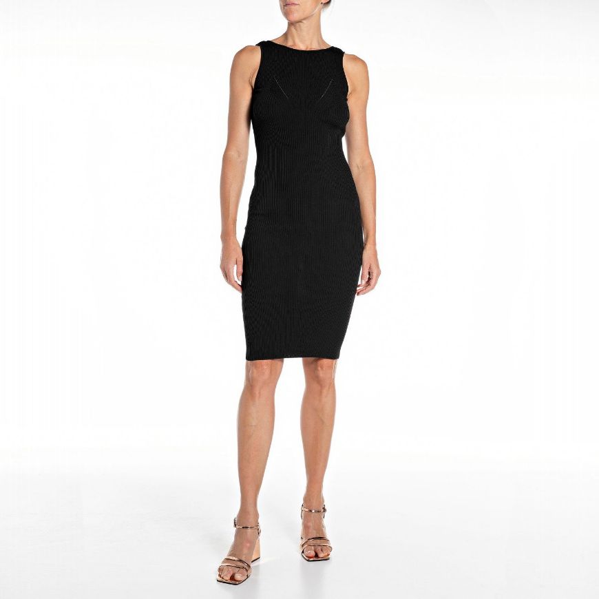 Снимка на REPLAY ДАМСКА РОКЛЯ SHORT SLIM-FIT KNIT DRESS В ЧЕРНО