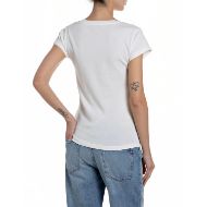 Снимка на REPLAY ДАМСКИ ТОП SKINNY-FIT V-NECK JERSEY T-SHIRT В БЯЛО 2