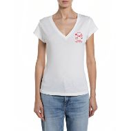 Снимка на REPLAY ДАМСКИ ТОП SKINNY-FIT V-NECK JERSEY T-SHIRT В БЯЛО 1