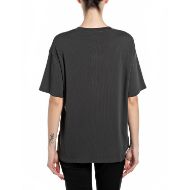 Picture of REPLAY WOMEN'S BIKER RUSTIC JERSEY CREW-NECK T-SHIRT IN BLACKBOARD 2