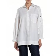 Picture of REPLAY WOMEN'S OVERSIZED LIGHT COTTON POPLIN SHIRT IN WHITE 1