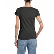 Picture of REPLAY WOMEN'S SKINNY-FIT V-NECK COTTON JERSEY T-SHIRT IN BLACKBOARD 2