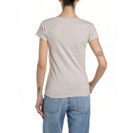 Picture of REPLAY WOMEN'S SKINNY-FIT V-NECK COTTON JERSEY T-SHIRT IN SILVER CLOUD 2