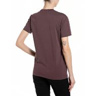 Picture of REPLAY WOMEN'S JERSEY T-SHIRT WITH LOGO PRINT IN PLUM 2
