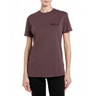 Picture of REPLAY WOMEN'S JERSEY T-SHIRT WITH LOGO PRINT IN PLUM 1
