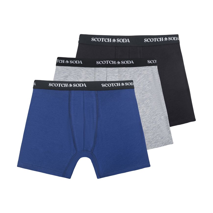 Снимка на SCOTCH&SODA МЪЖКО БЕЛЬО 3-PACK COTTON BOXERS В ТЪМНОСИНЬО/СИВО