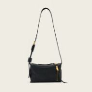 Picture of ALLSAINTS WOMEN'S ALBA LEATHER ZIP CROSSBODY BAG IN BLACK 1