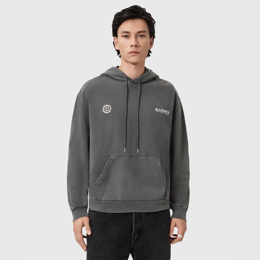 Picture of ALLSAINTS MEN'S EMBLEM OTH HOODIE IN WASHED BLACK