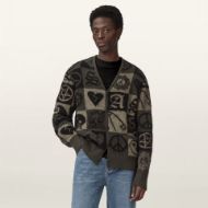 Picture of ALLSAINTS MEN'S TRAVIS CARDIGAN IN OLIVE GREEN/BLACK 1
