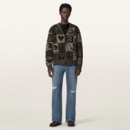 Picture of ALLSAINTS MEN'S TRAVIS CARDIGAN IN OLIVE GREEN/BLACK 5