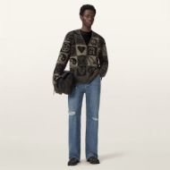 Picture of ALLSAINTS MEN'S TRAVIS CARDIGAN IN OLIVE GREEN/BLACK 6