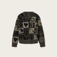 Picture of ALLSAINTS MEN'S TRAVIS CARDIGAN IN OLIVE GREEN/BLACK 7