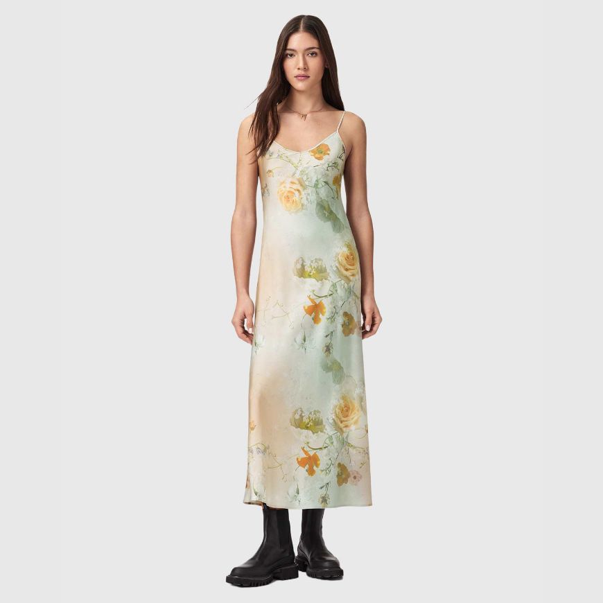 Picture of ALLSAINTS WOMEN'S BRYONY MAXI SLIP DRESS IN HAZE BLUSH PINK