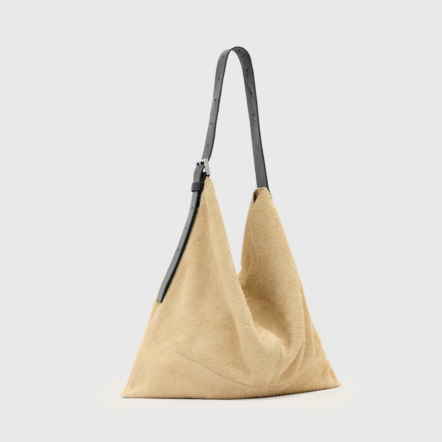 Picture of ALLSAINTS WOMEN'S ASHA SUEDE SHOULDER BAG IN SAHARA WHITE