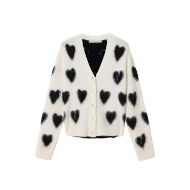 Picture of ALLSAINTS WOMEN'S SCATTER HEART CARDIGAN IN CHALK WHITE/BLACK 7