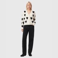 Picture of ALLSAINTS WOMEN'S SCATTER HEART CARDIGAN IN CHALK WHITE/BLACK 5