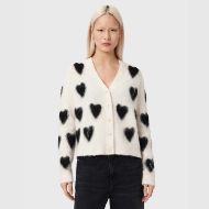 Picture of ALLSAINTS WOMEN'S SCATTER HEART CARDIGAN IN CHALK WHITE/BLACK 1
