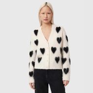 Picture of ALLSAINTS WOMEN'S SCATTER HEART CARDIGAN IN CHALK WHITE/BLACK 4