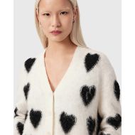 Picture of ALLSAINTS WOMEN'S SCATTER HEART CARDIGAN IN CHALK WHITE/BLACK 3