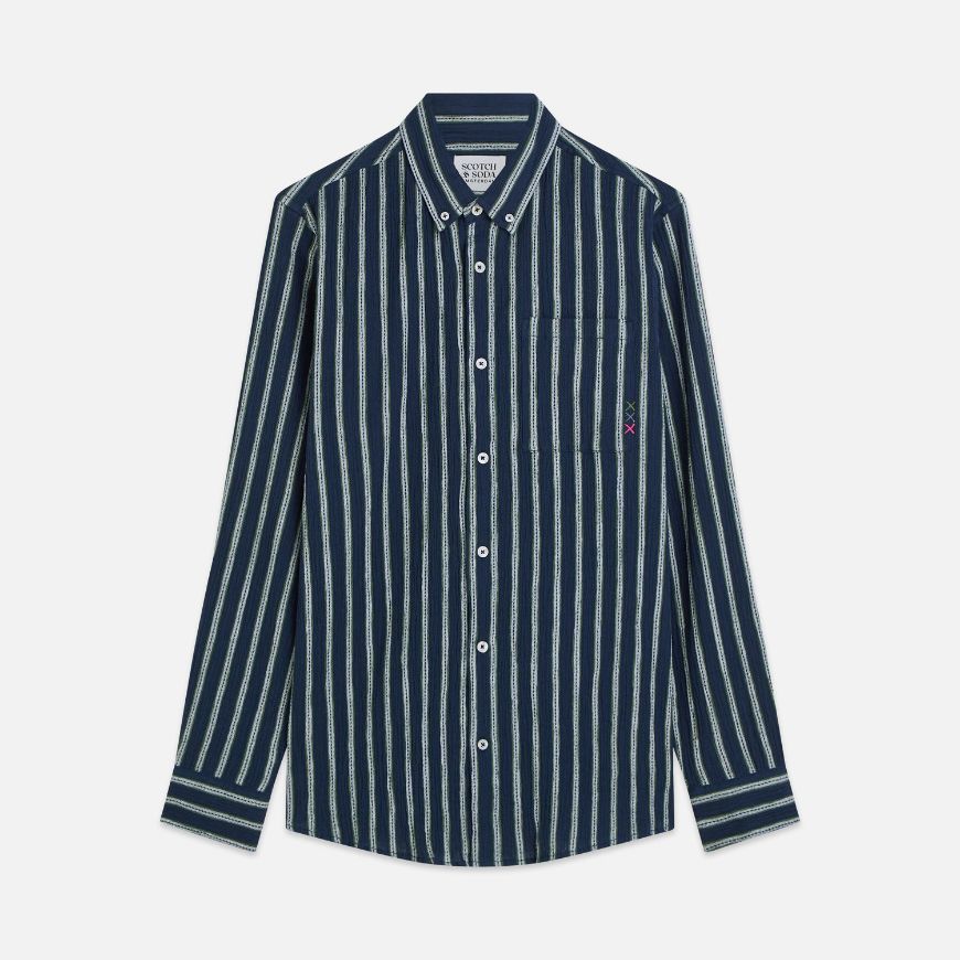 Снимка на SCOTCH&SODA МЪЖКА РИЗА STRIPED CRINKLE STRUCTURE REGULAR FIT В КОМБИНАЦИЯ